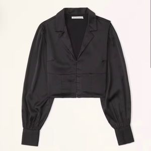 Abercrombie & Fitch Long-Sleeve Satin Hook-and-Eye Shirt